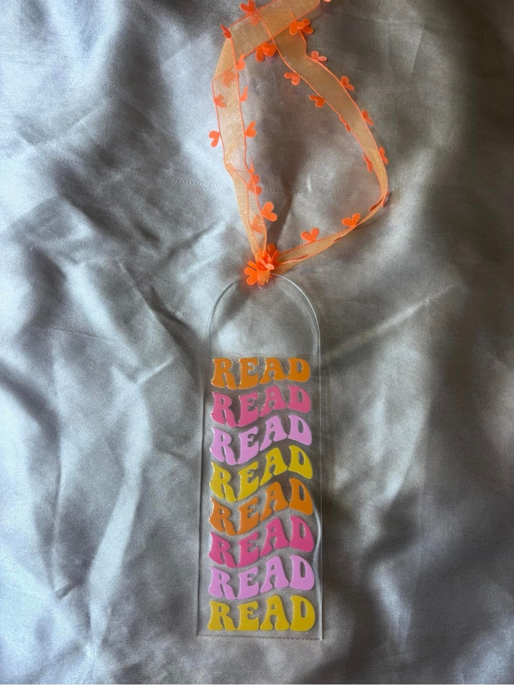 Kids Orange & Pink 'READ' Ribbon Bookmark